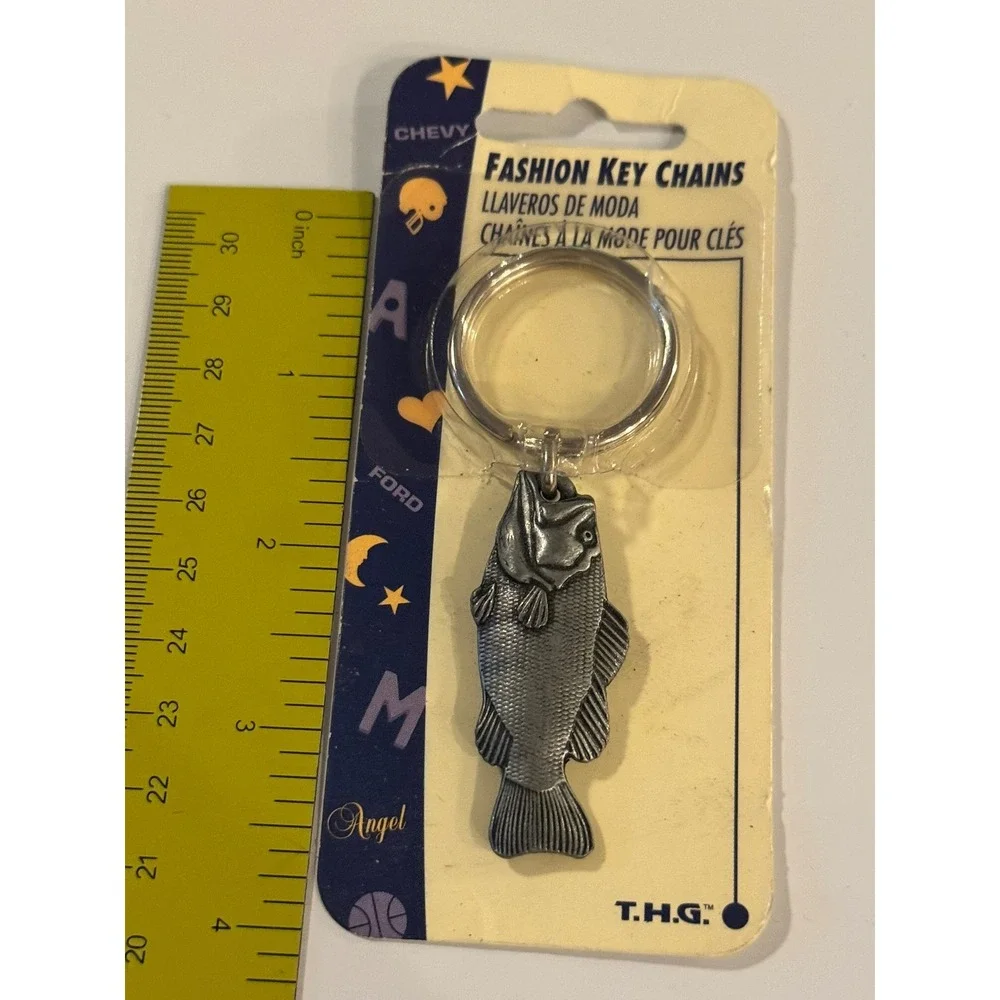 The Hillman Group Bass Fish Keychain Pewter Tone Metal Fishing Gift USA 710851